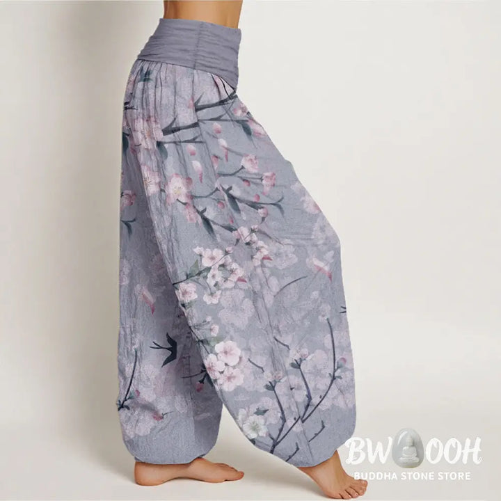 Buddha Stones Pure Cotton Peach Blossoms Flying Geese Pattern Women&