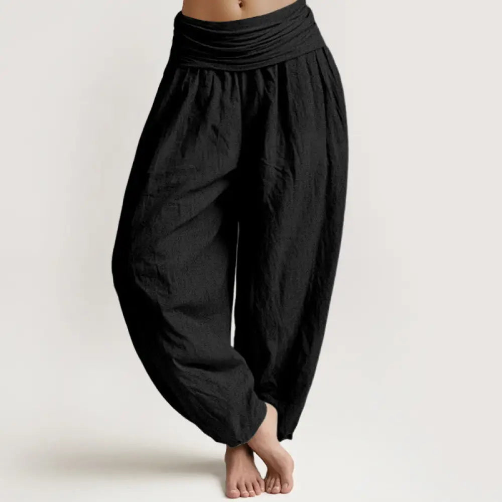 BWOOOH printed harem pants - Pure Cotton Plain Black Women&