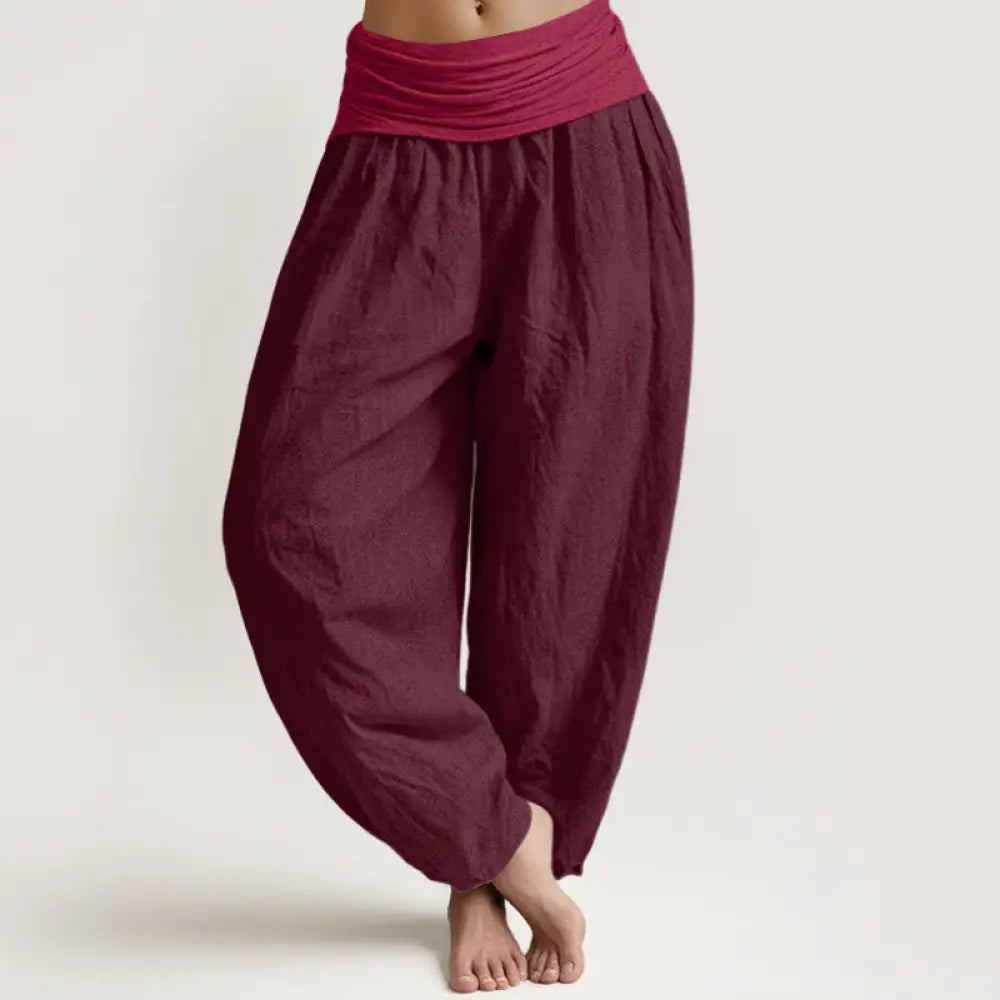 BWOOOH printed harem pants - Pure Cotton Plain Maroon Women&