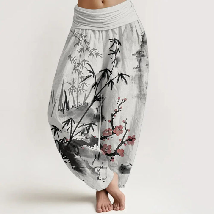 BWOOOH printed harem pants - Pure Cotton Plum Blossoms Bamboo Orchids