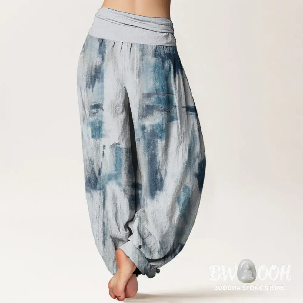 Buddha Stones Pure Cotton Tie Dye Pattern Design Women’s Elastic Waist Harem Pants - Women’s Harem Pants