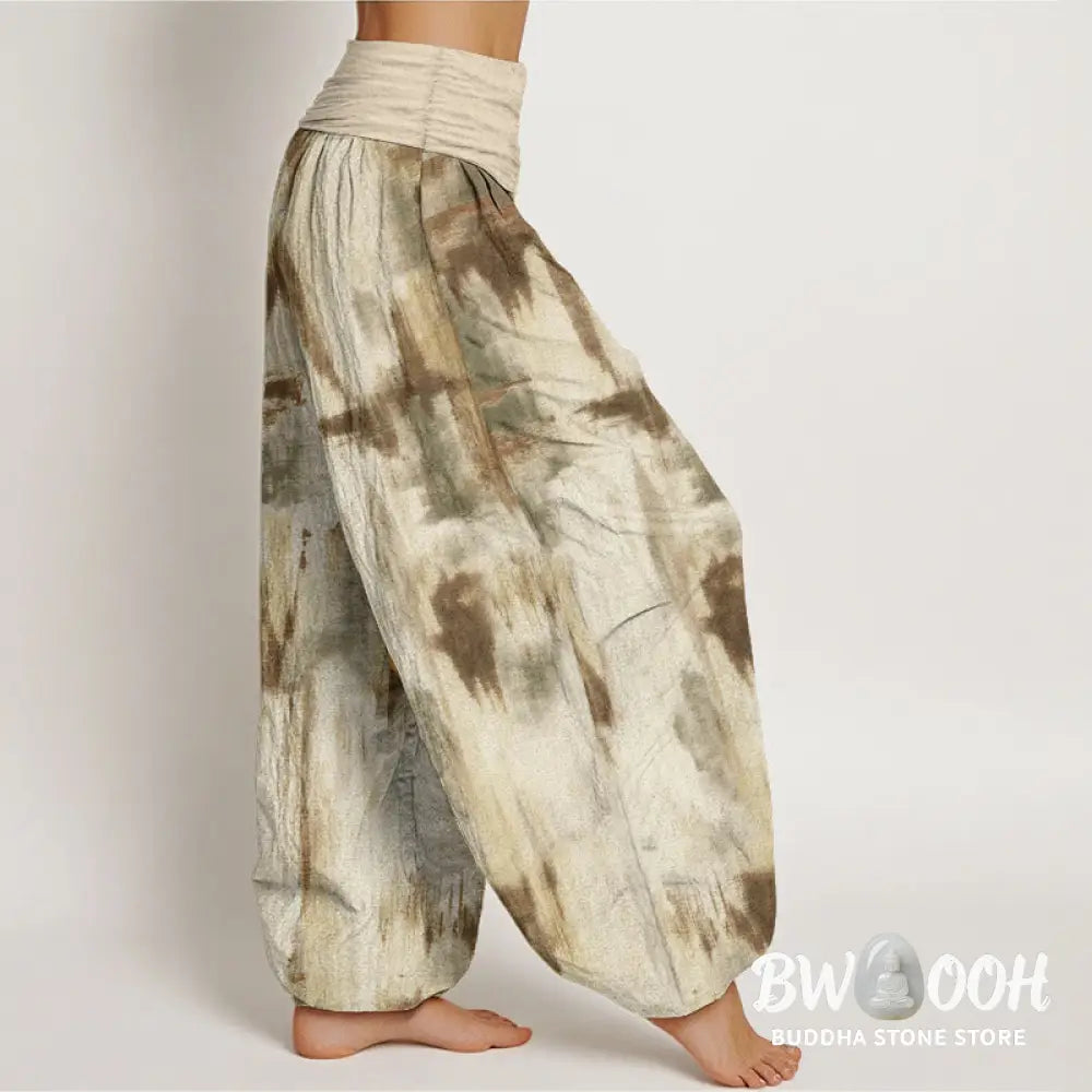 Buddha Stones Pure Cotton Tie Dye Pattern Design Women’s Elastic Waist Harem Pants - Women’s Harem Pants