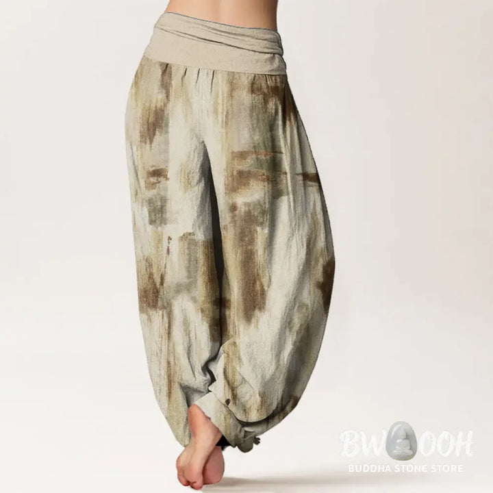 Buddha Stones Pure Cotton Tie Dye Pattern Design Women’s Elastic Waist Harem Pants - Women’s Harem Pants