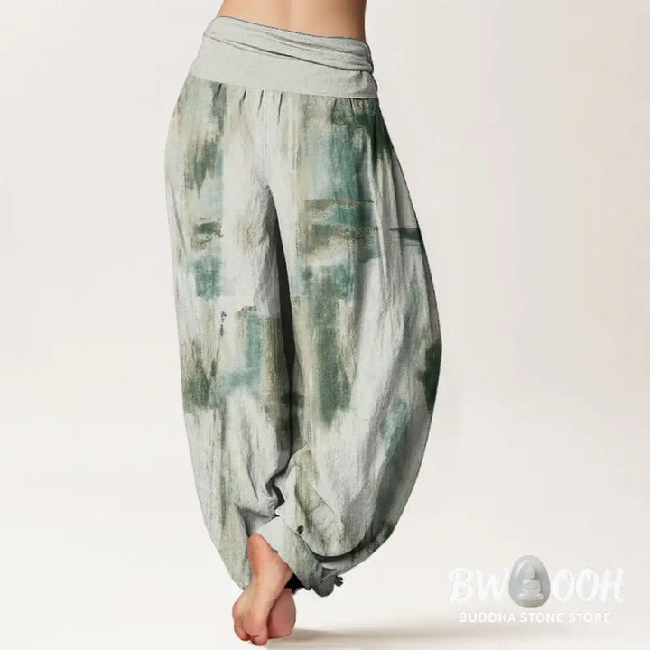 Buddha Stones Pure Cotton Tie Dye Pattern Design Women’s Elastic Waist Harem Pants - Women’s Harem Pants