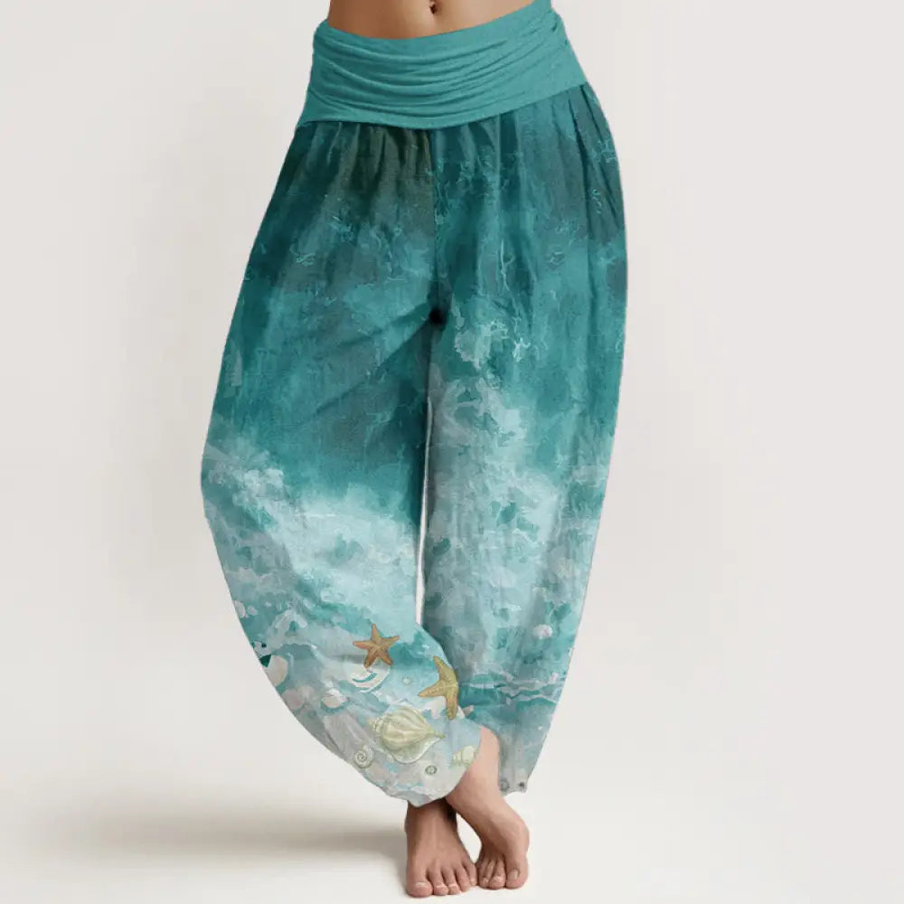 BWOOOH printed harem pants - Pure Cotton Vast Ocean Pattern Women&