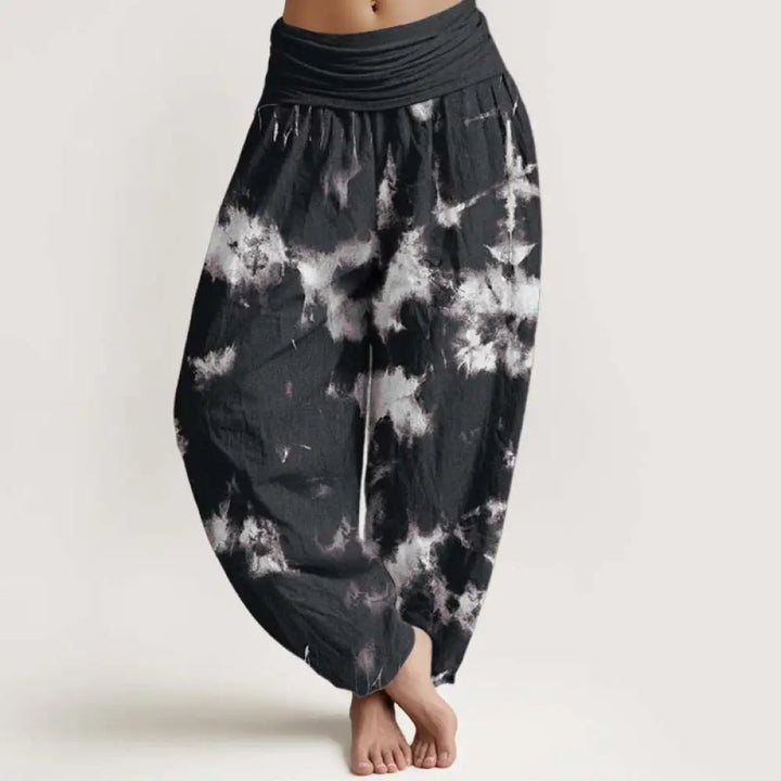 BWOOOH printed harem pants - Pure Cotton White Lines Spots Tie-Dye Pa