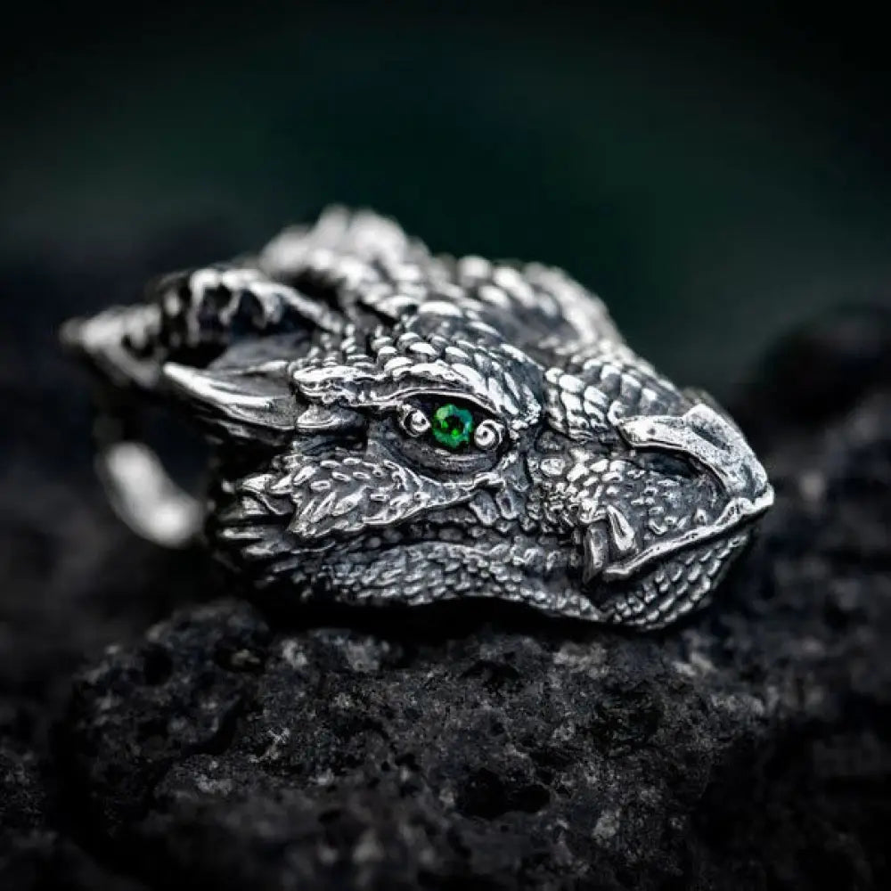 BWOOOH Pure Tin Dragon Head Luck Protection Metal Necklace Pendant - spiritual jewelry feng shui