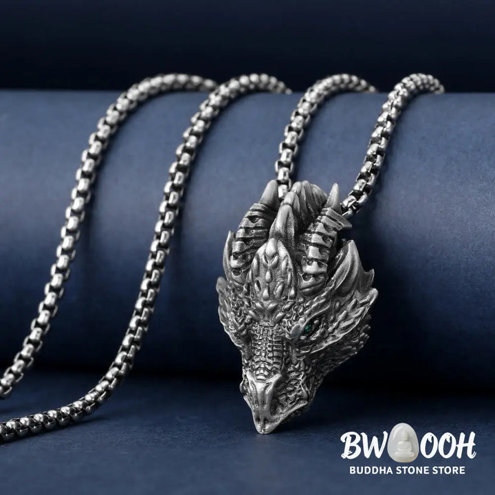 Buddha Stones Pure Tin Dragon Head Luck Protection Metal Necklace Pendant - BWOOOH - Dragon(Protection♥Success)