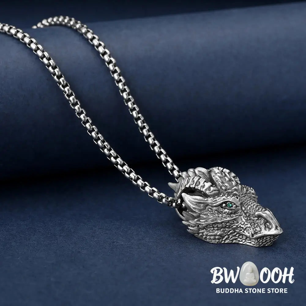 Buddha Stones Pure Tin Dragon Head Luck Protection Metal Necklace Pendant - BWOOOH - Dragon(Protection♥Success)