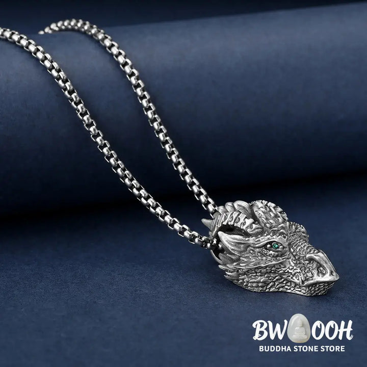 Buddha Stones Pure Tin Dragon Head Luck Protection Metal Necklace Pendant - BWOOOH - Dragon(Protection♥Success)