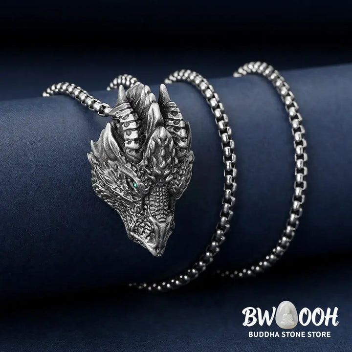 Buddha Stones Pure Tin Dragon Head Luck Protection Metal Necklace Pendant - BWOOOH - Dragon(Protection♥Success)