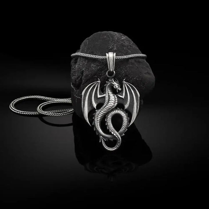 BWOOOH Pure Tin Dragon Luck Success Necklace Pendant 45cm