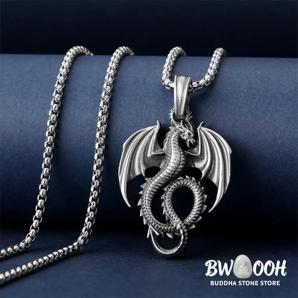 Buddha Stones Pure Tin Dragon Luck Success Necklace Pendant - BWOOOH - Necklaces &amp; Pendants