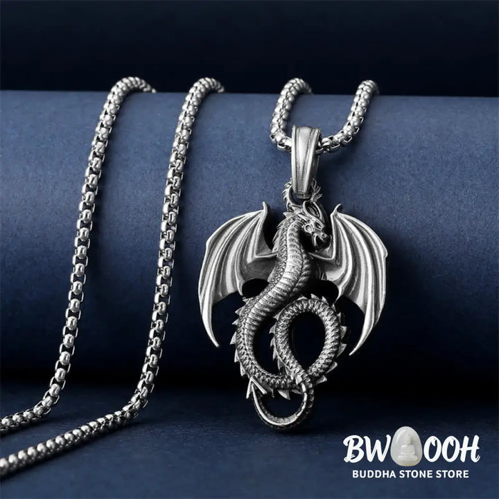 Buddha Stones Pure Tin Dragon Luck Success Necklace Pendant - BWOOOH - Necklaces &amp; Pendants
