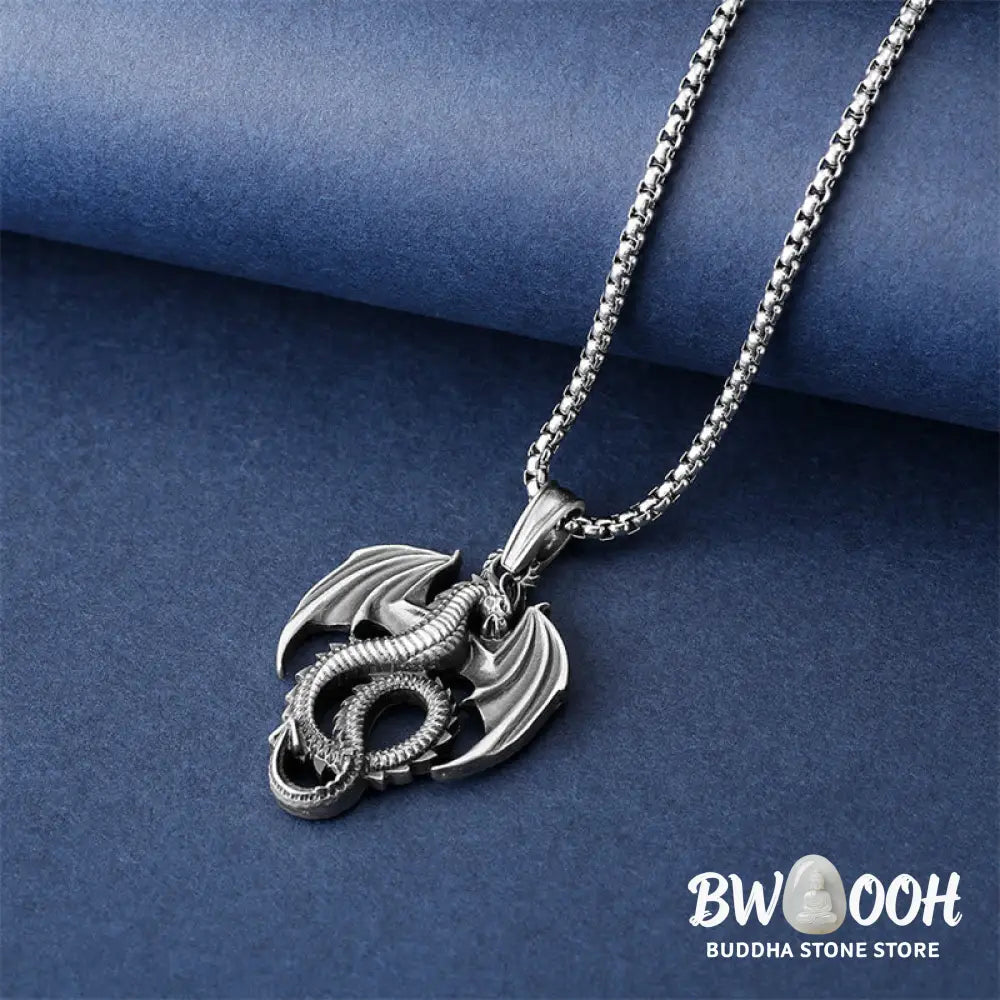 Buddha Stones Pure Tin Dragon Luck Success Necklace Pendant - BWOOOH - Necklaces &amp; Pendants