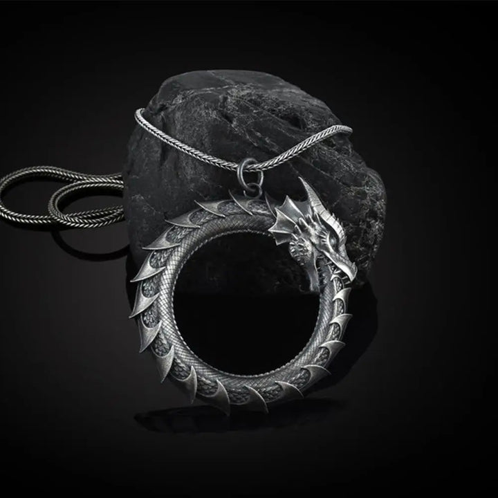 BWOOOH pure tin dragon snake protection necklace pendant on 45cm chain