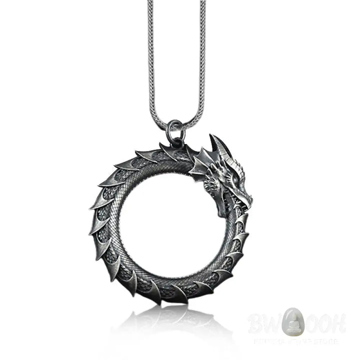Buddha Stones Pure Tin Dragon Snake Protection Necklace Pendant - BWOOOH - Necklaces &amp; Pendants