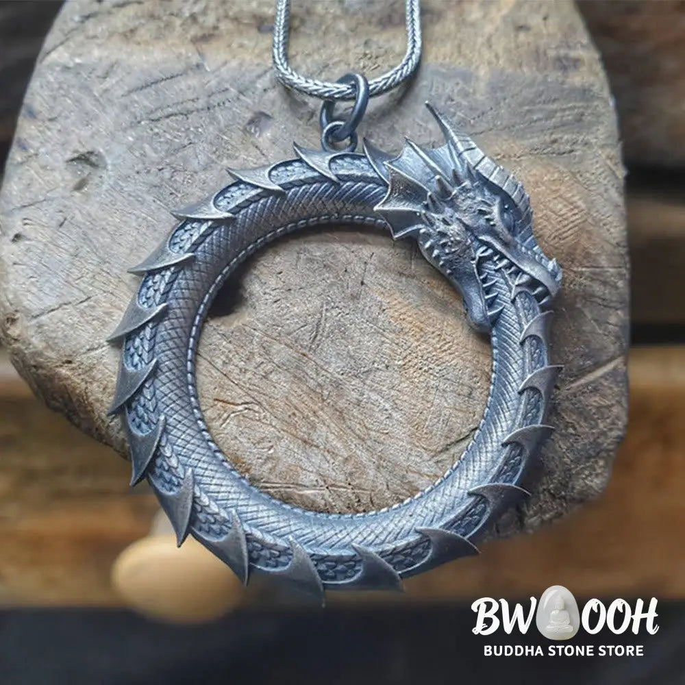 Buddha Stones Pure Tin Dragon Snake Protection Necklace Pendant - BWOOOH - Necklaces &amp; Pendants