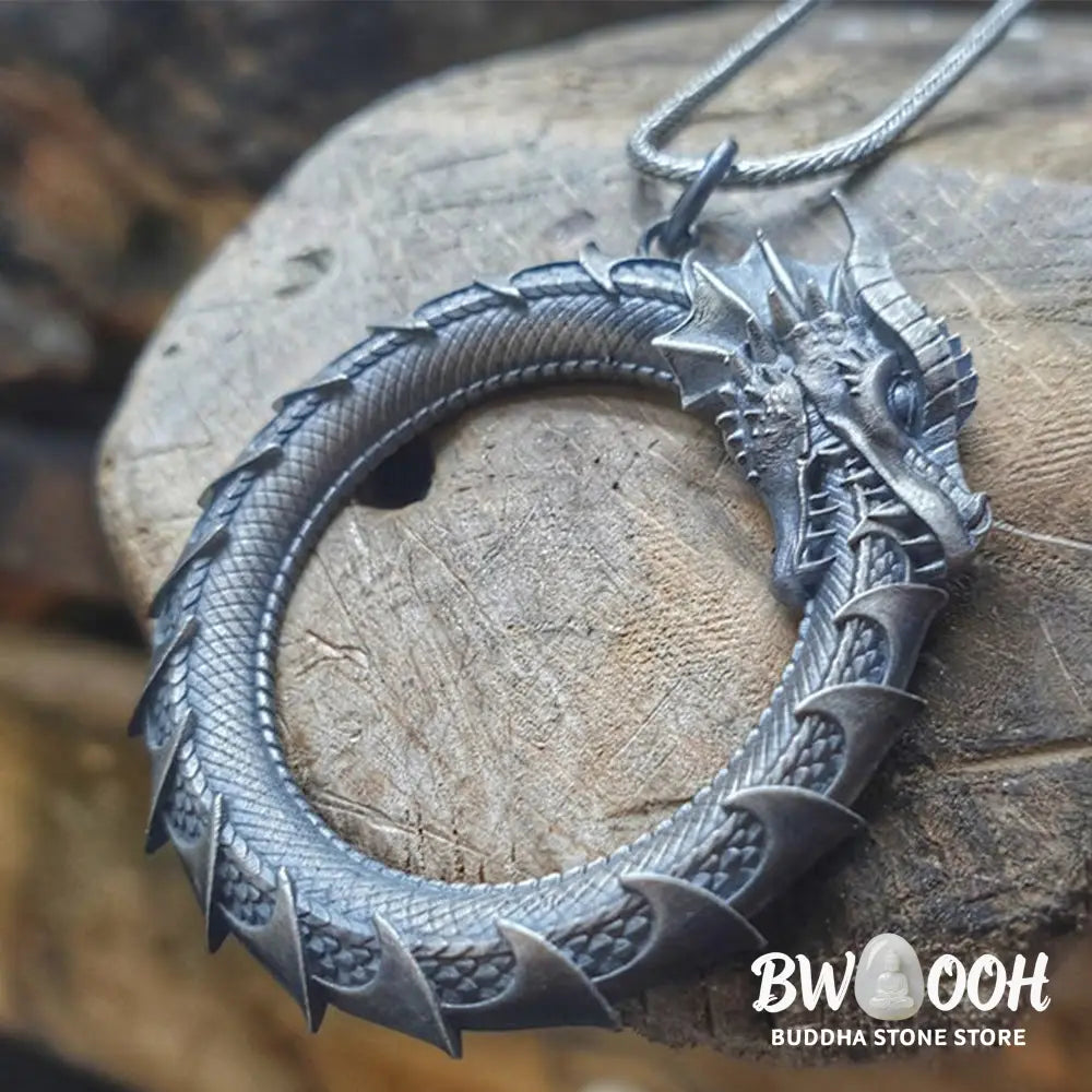 Buddha Stones Pure Tin Dragon Snake Protection Necklace Pendant - BWOOOH - Necklaces &amp; Pendants