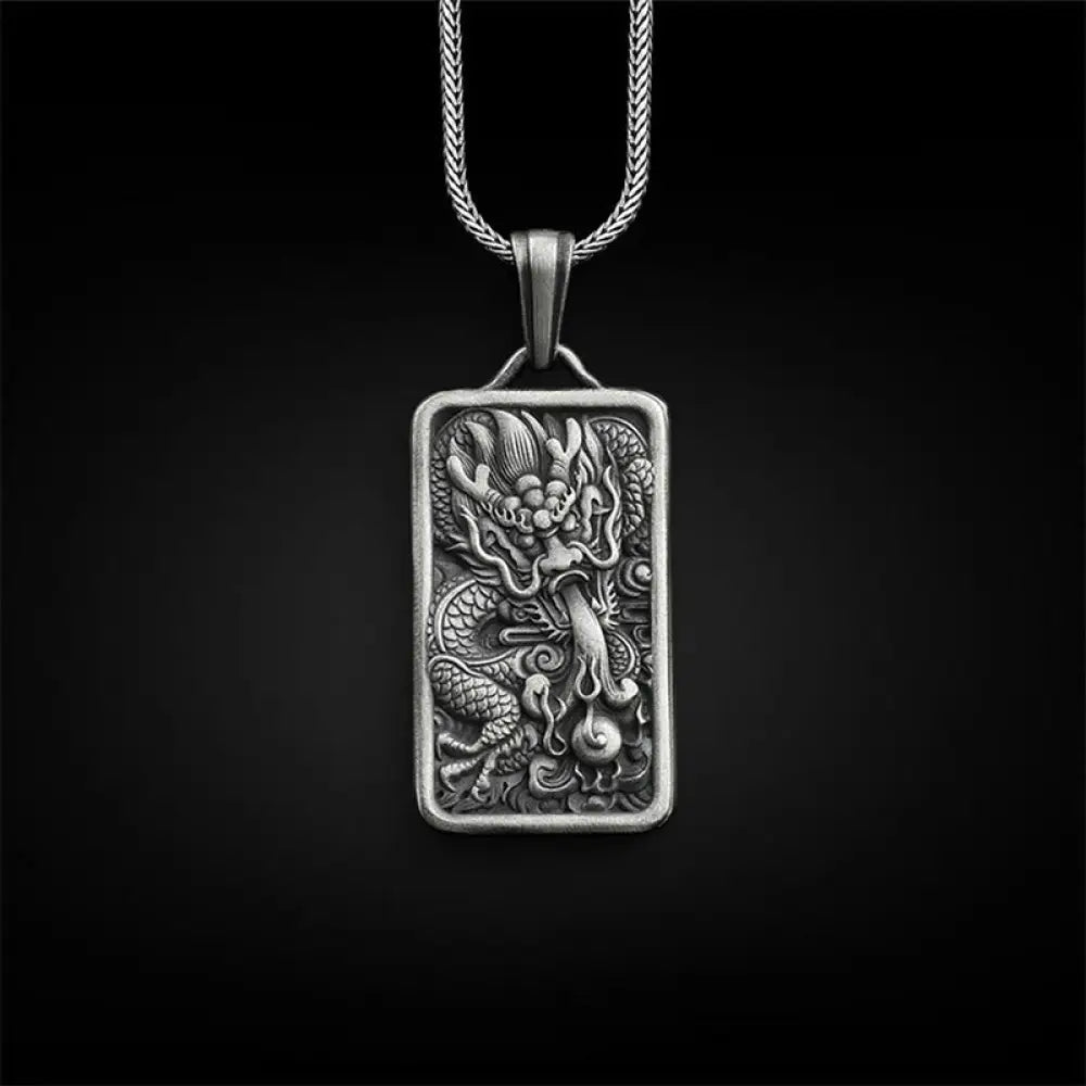 Buddha Stones Pure Tin Dragon Success Protection Necklace Pendant - BWOOOH - Dragon Pendant&Titanium Steel Chain