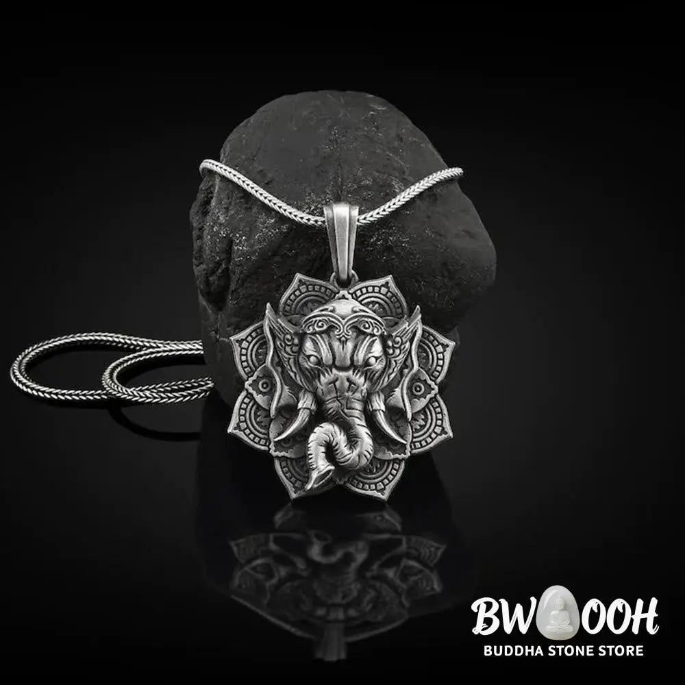 Buddha Stones Pure Tin Ganesh Ganpati Elephant Protection Amulet Necklace Pendant - BWOOOH - Necklaces &amp; Pendants
