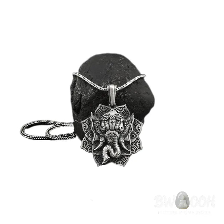Buddha Stones Pure Tin Ganesh Ganpati Elephant Protection Amulet Necklace Pendant - BWOOOH - Necklaces &amp; Pendants