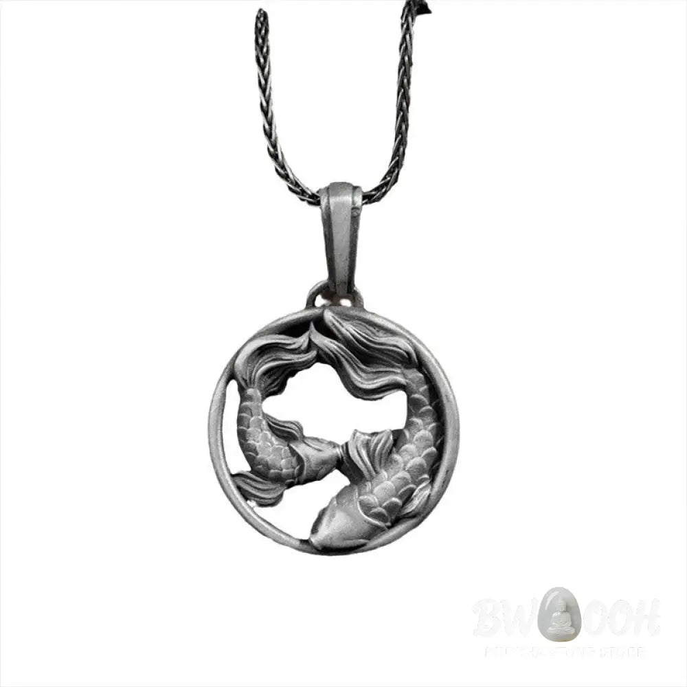 Buddha Stones Pure Tin Pisces Double Koi Fish Wealth Necklace Pendant - BWOOOH - Pure Tin Koi Fish - Necklaces &amp;