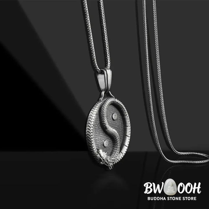 Buddha Stones Pure Tin Yin Yang Dragon Luck Strength Necklace Pendant - BWOOOH - Necklaces &amp; Pendants