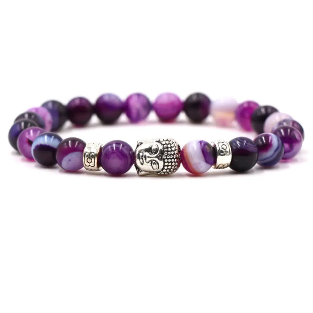 BWOOOH Purple Agate Protection Bracelet – Tiger Eye and Turquoise protection bracelet for healing and spiritual wellness