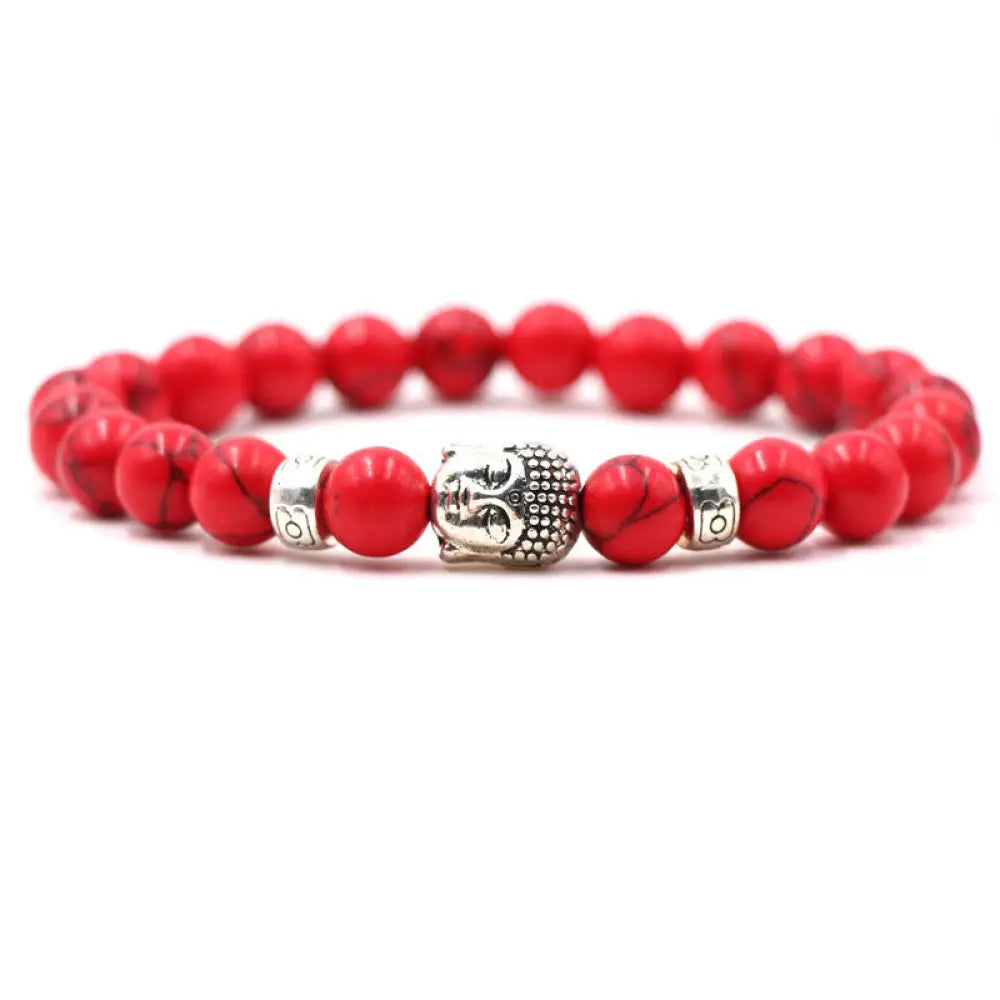 Buddha Stones Purple Agate Protection Bracelet - BWOOOH - Red Turquoise - Bracelet