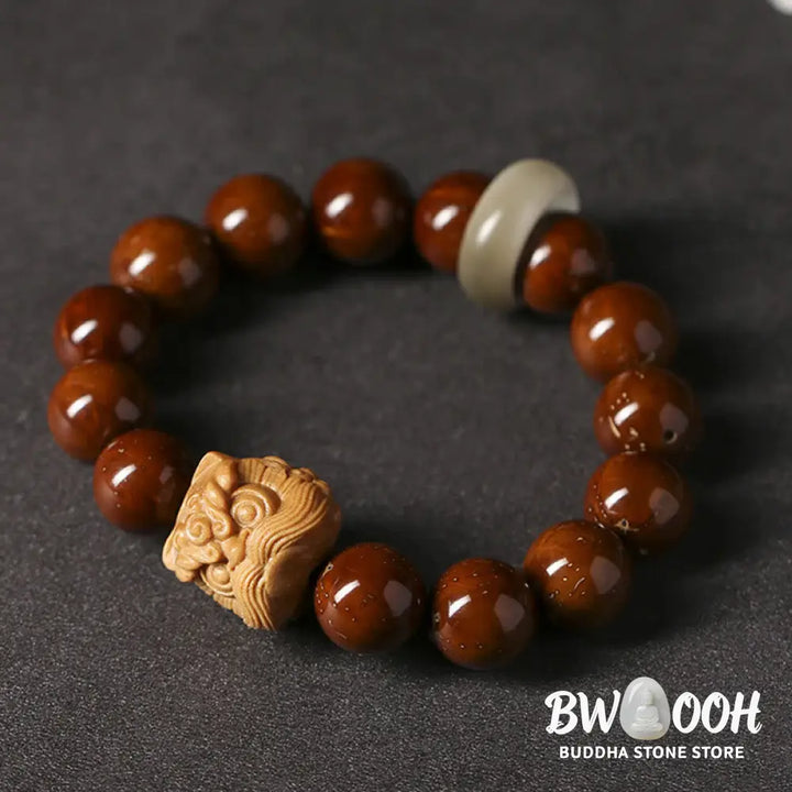 Buddha Stones Purple Bodhi Seed Dancing Lion Wisdom Bracelet - BWOOOH - Bracelet