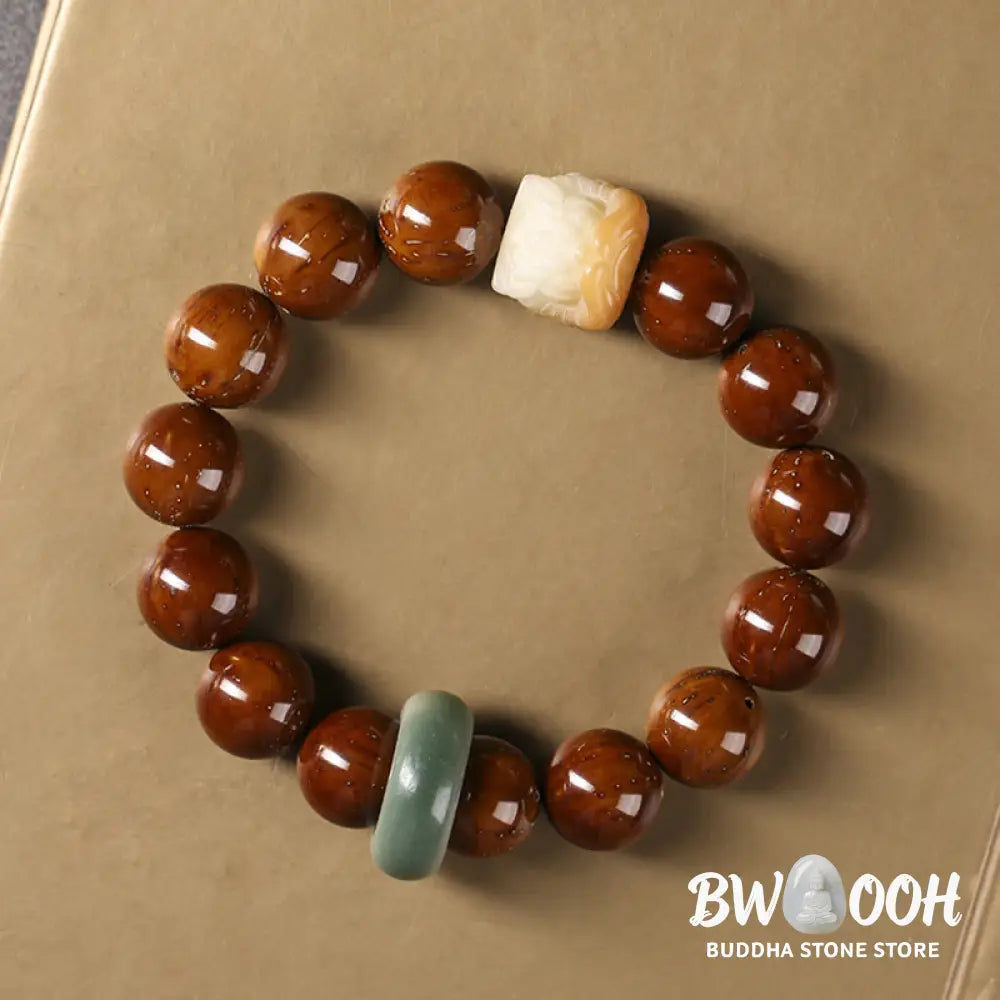 Buddha Stones Purple Bodhi Seed Dancing Lion Wisdom Bracelet - BWOOOH - Bracelet