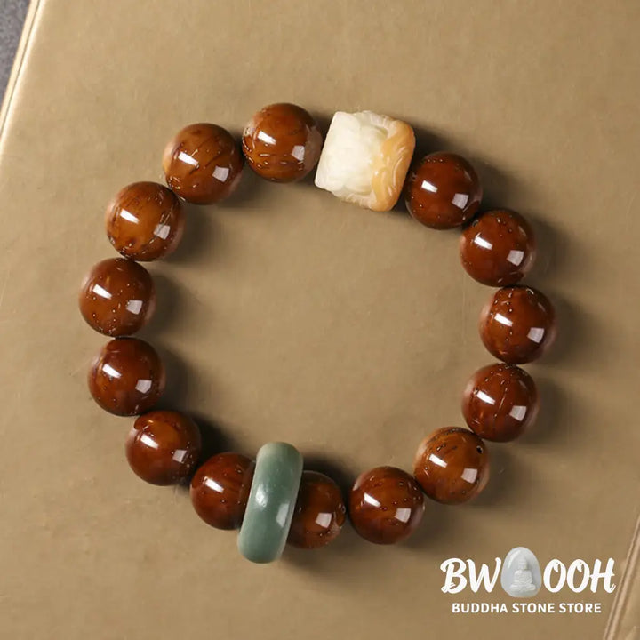 Buddha Stones Purple Bodhi Seed Dancing Lion Wisdom Bracelet - BWOOOH - Bracelet