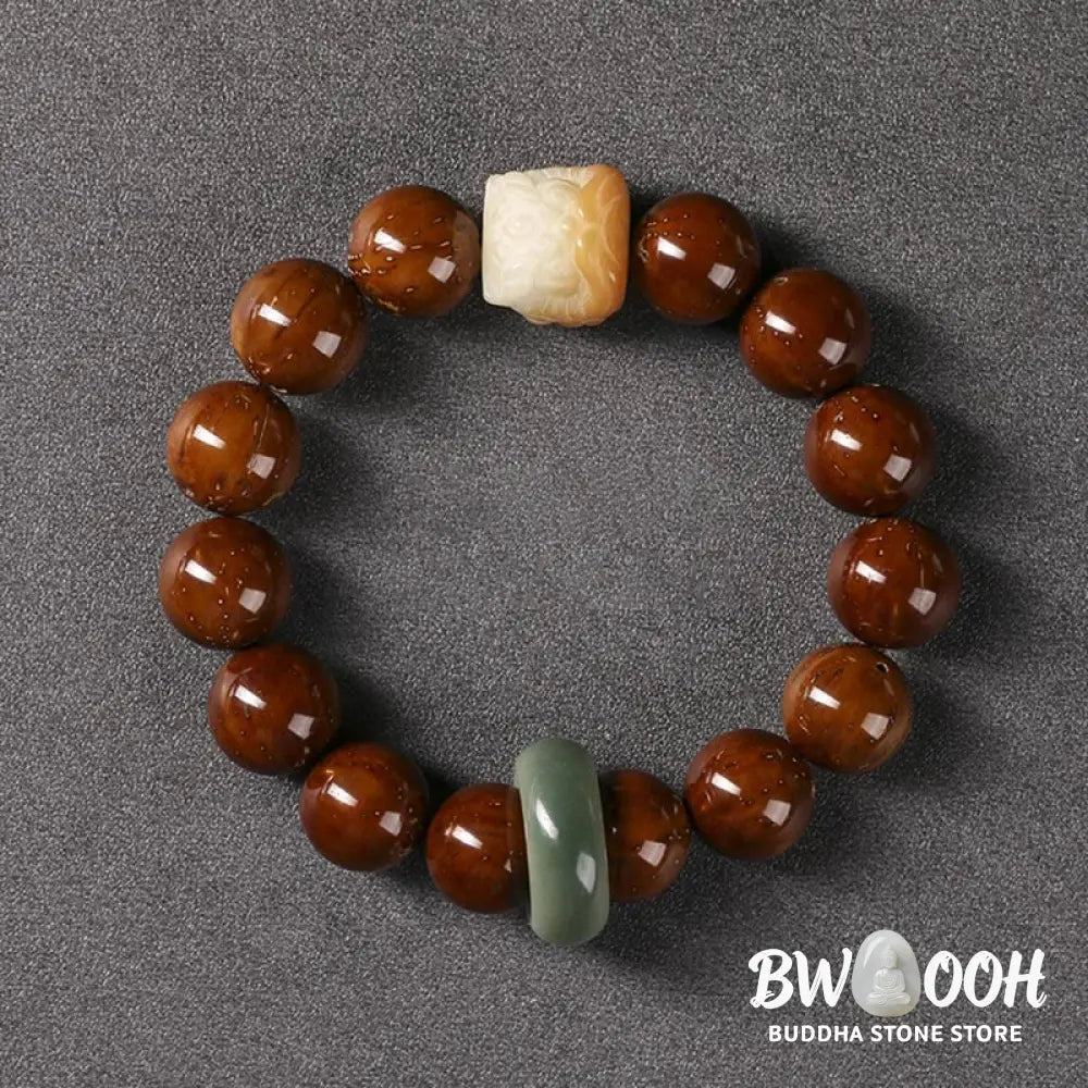 Buddha Stones Purple Bodhi Seed Dancing Lion Wisdom Bracelet - BWOOOH - Bracelet