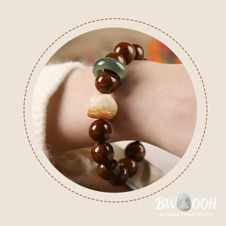 Buddha Stones Purple Bodhi Seed Dancing Lion Wisdom Bracelet - BWOOOH - Bracelet