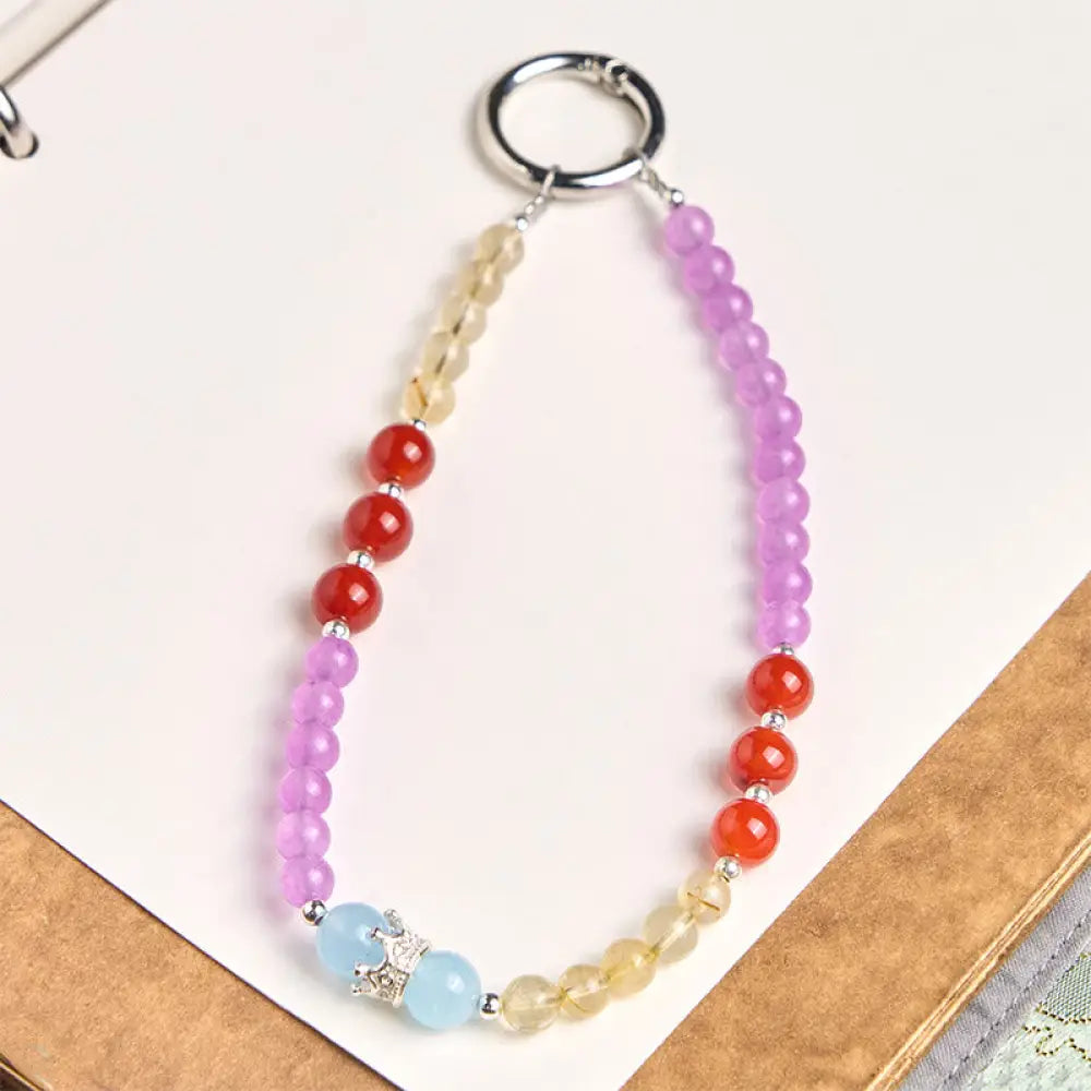 BWOOOH Purple Chalcedony Citrine Crown Beaded Harmony Key