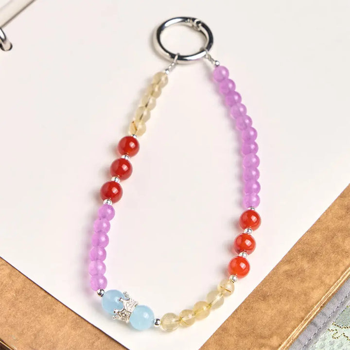 BWOOOH Purple Chalcedony Citrine Crown Beaded Harmony Key