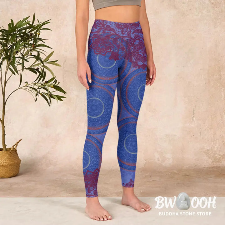 BWOOOH mandala print yoga leggings - Purple Compass Mandala Flower Print Gym 