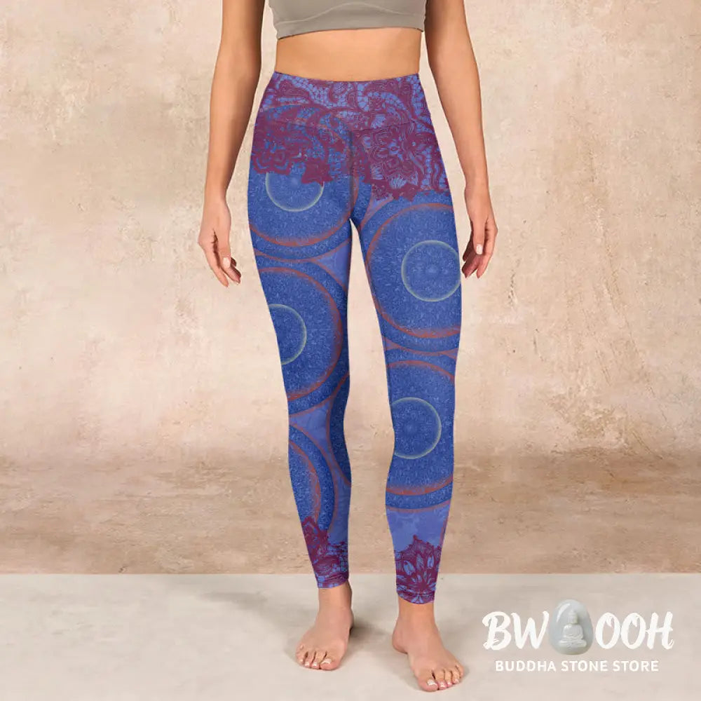 BWOOOH mandala print yoga leggings - Purple Compass Mandala Flower Print Gym 