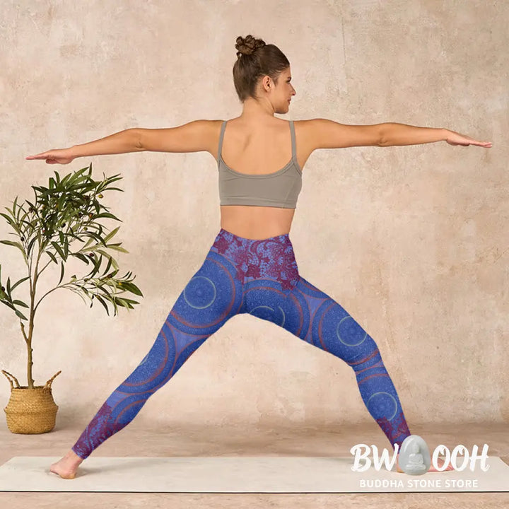 BWOOOH mandala print yoga leggings - Purple Compass Mandala Flower Print Gym 