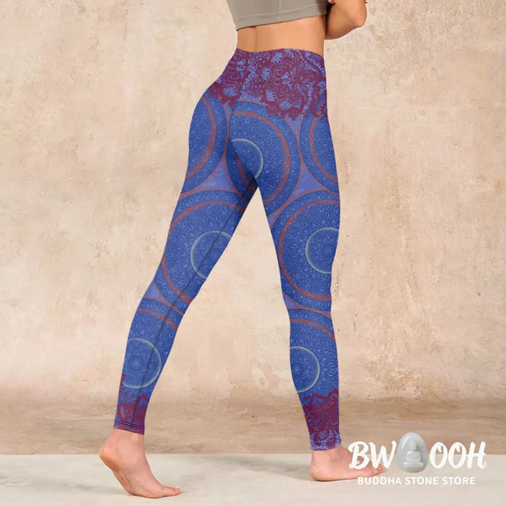 BWOOOH mandala print yoga leggings - Purple Compass Mandala Flower Print Gym 