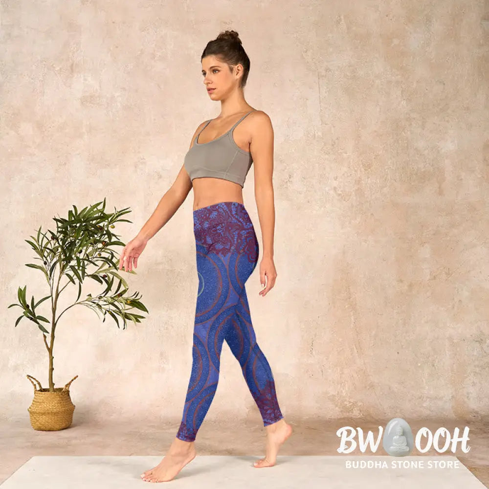 BWOOOH mandala print yoga leggings - Purple Compass Mandala Flower Print Gym 