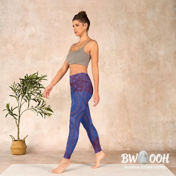 BWOOOH mandala print yoga leggings - Purple Compass Mandala Flower Print Gym 