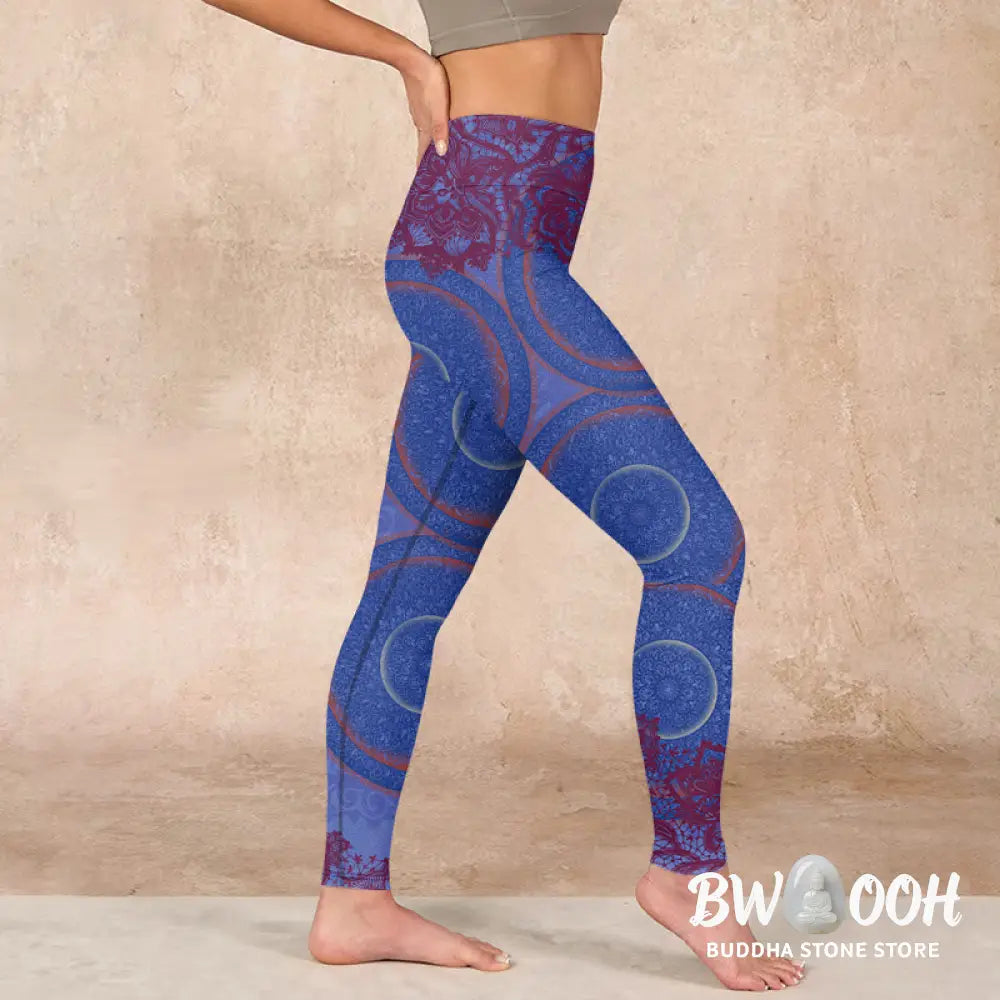 BWOOOH mandala print yoga leggings - Purple Compass Mandala Flower Print Gym 