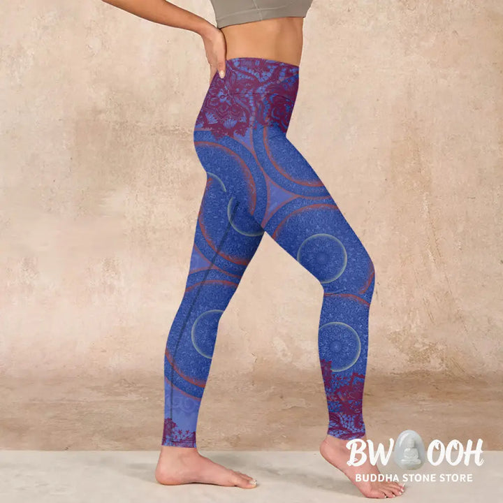 BWOOOH mandala print yoga leggings - Purple Compass Mandala Flower Print Gym 