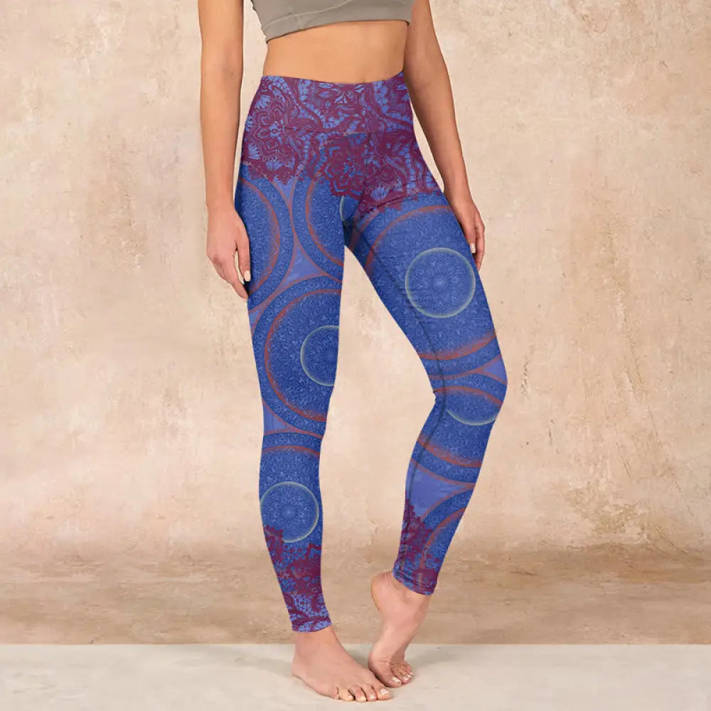BWOOOH mandala print yoga leggings - Purple Compass Mandala Flower Print Gym 
