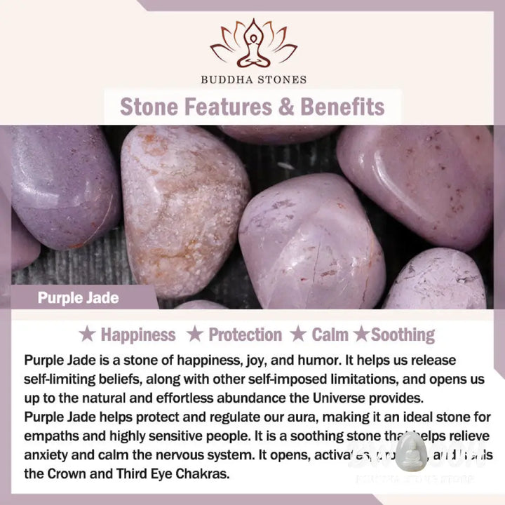 Buddha Stones Purple Jade Happiness Protection Bracelet Bangle - BWOOOH - Bracelet