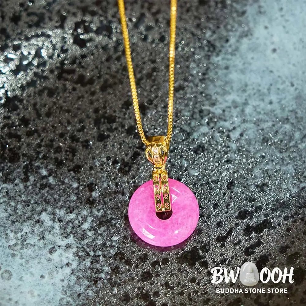 Buddha Stones Purple Jade Peace Buckle Happiness Necklace Pendant - BWOOOH - Purple Jade - Necklaces &amp; Pendants