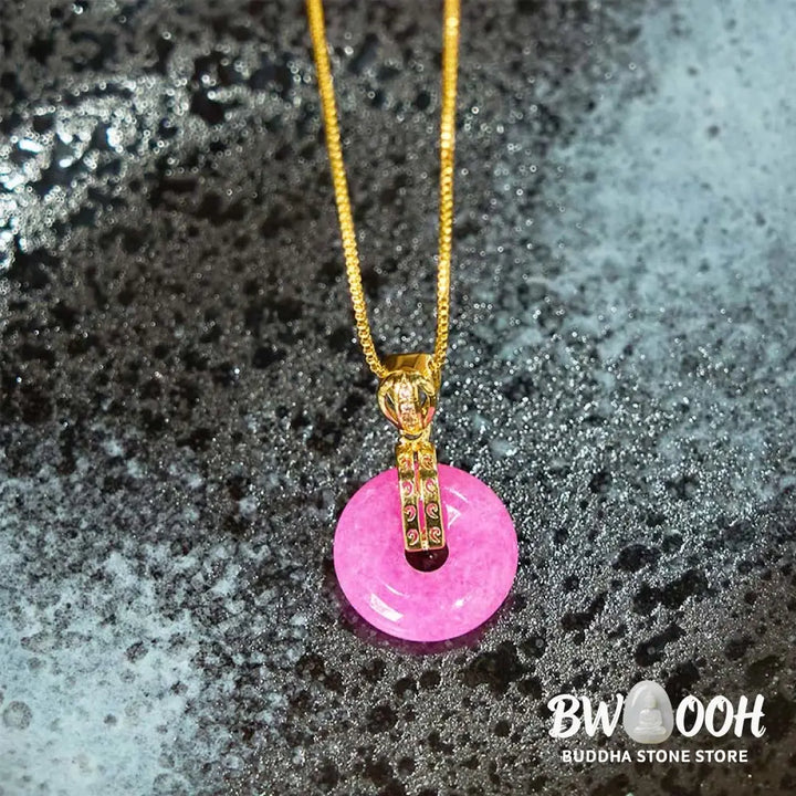 Buddha Stones Purple Jade Peace Buckle Happiness Necklace Pendant - BWOOOH - Purple Jade - Necklaces &amp; Pendants