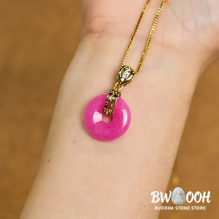Buddha Stones Purple Jade Peace Buckle Happiness Necklace Pendant - BWOOOH - Purple Jade - Necklaces &amp; Pendants